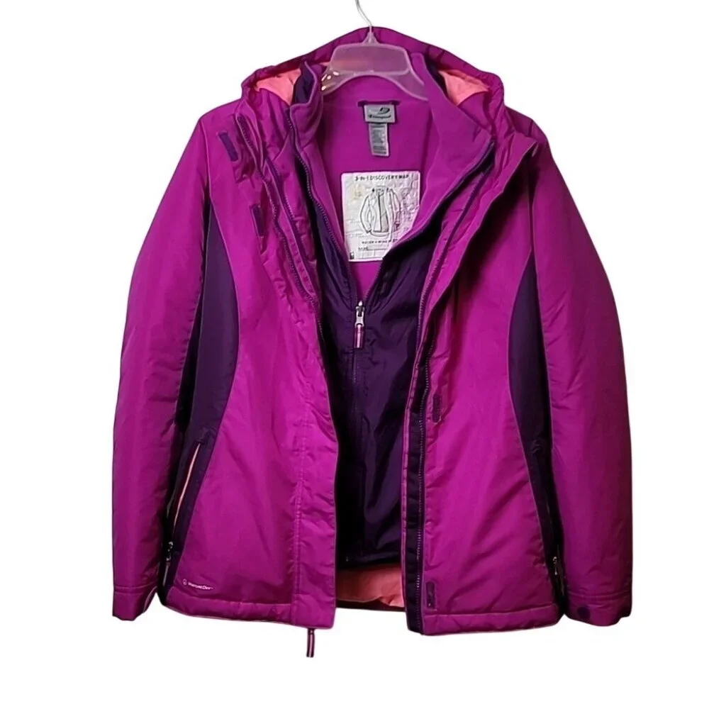Girls Champion C9 3-in-1 Water & Wind Resistant Jacket/Coat. Pink & Purple XL
